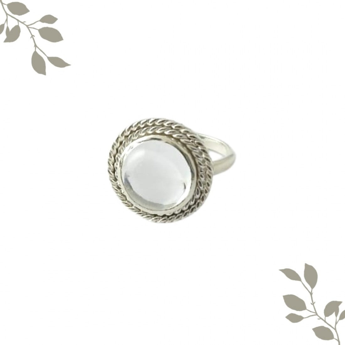 Round crystal silver ring