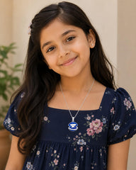Shell Charm Blue And White Enamel Necklace